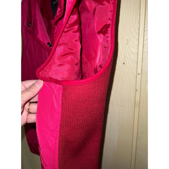 Talbots Size Large Quilted VEST Pink Diamond Wool Blend Snap Front 12 /14 Berry - Picture 5 of 8
